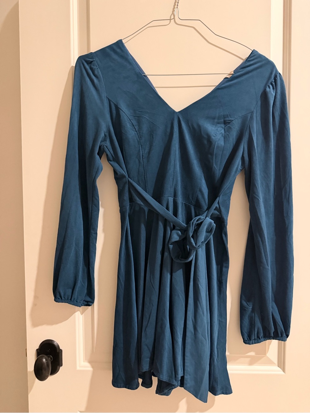 Altar’d StateWomen's Teal V-Neck Long Sleeve Wrap Dress